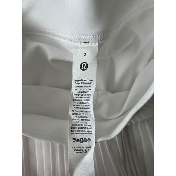 Lululemon High-Rise Pleated Tennis Skirt White Size 2  NWT - Picture 7 of 7